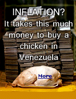 This stack of 14,600,000 bolivars, or about $2.22 USD, would buy this chicken in Venezuela in August, 2018.